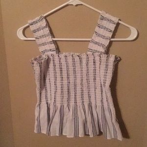 Forever 21 white and blue striped tank  top